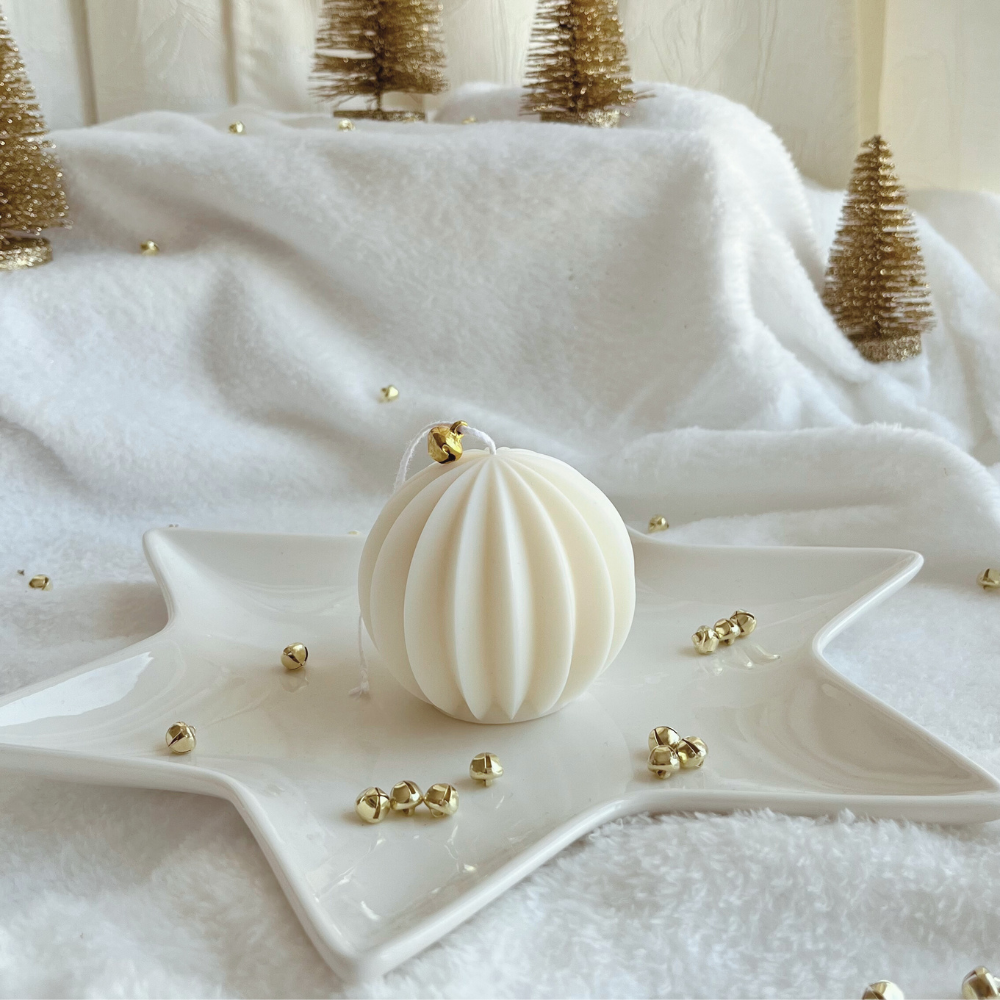 Vela Bola de Navidad Flocada